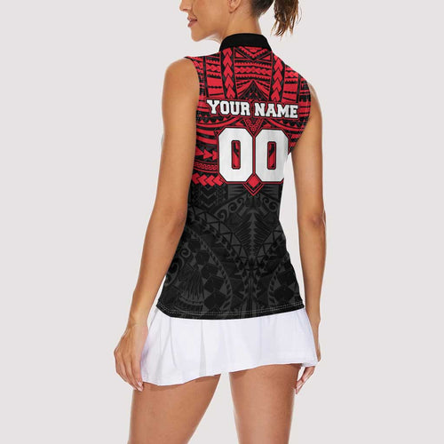 Personalized St Kilda Saints Women Sleeveless Polo Shirt Polynesian Tribal Pattern Heritage Football