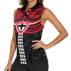 Personalized St Kilda Saints Women Sleeveless Polo Shirt Polynesian Tribal Pattern Heritage Football