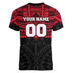 Personalized St Kilda Saints Women V-Neck T-Shirt Polynesian Tribal Pattern Heritage Football