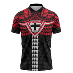 Personalized St Kilda Saints Zipper Polo Shirt Polynesian Tribal Pattern Heritage Football