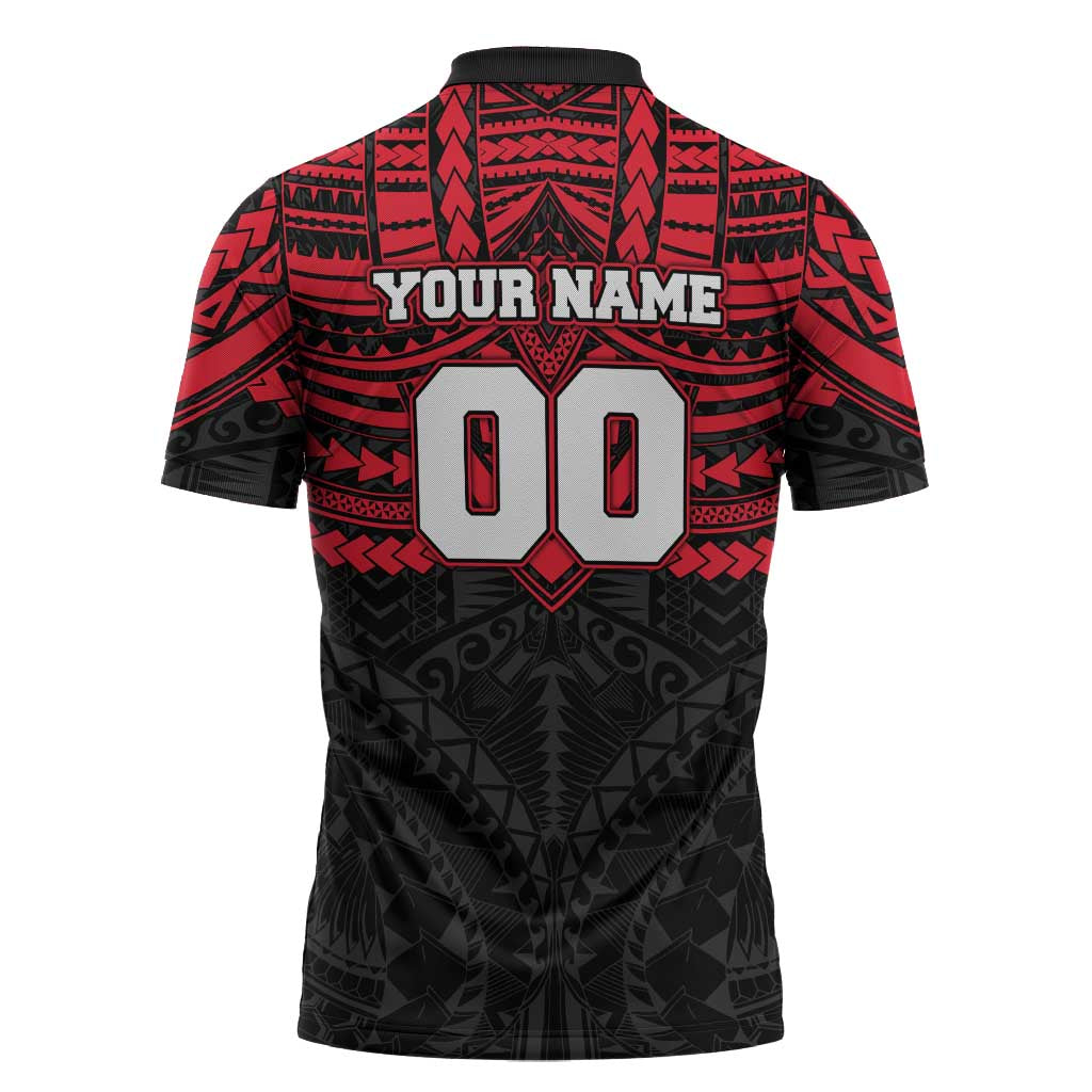 Personalized St Kilda Saints Zipper Polo Shirt Polynesian Tribal Pattern Heritage Football