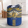 Personalized West Coast Eagles Laundry Basket Polynesian Tribal Pattern Heritage Football