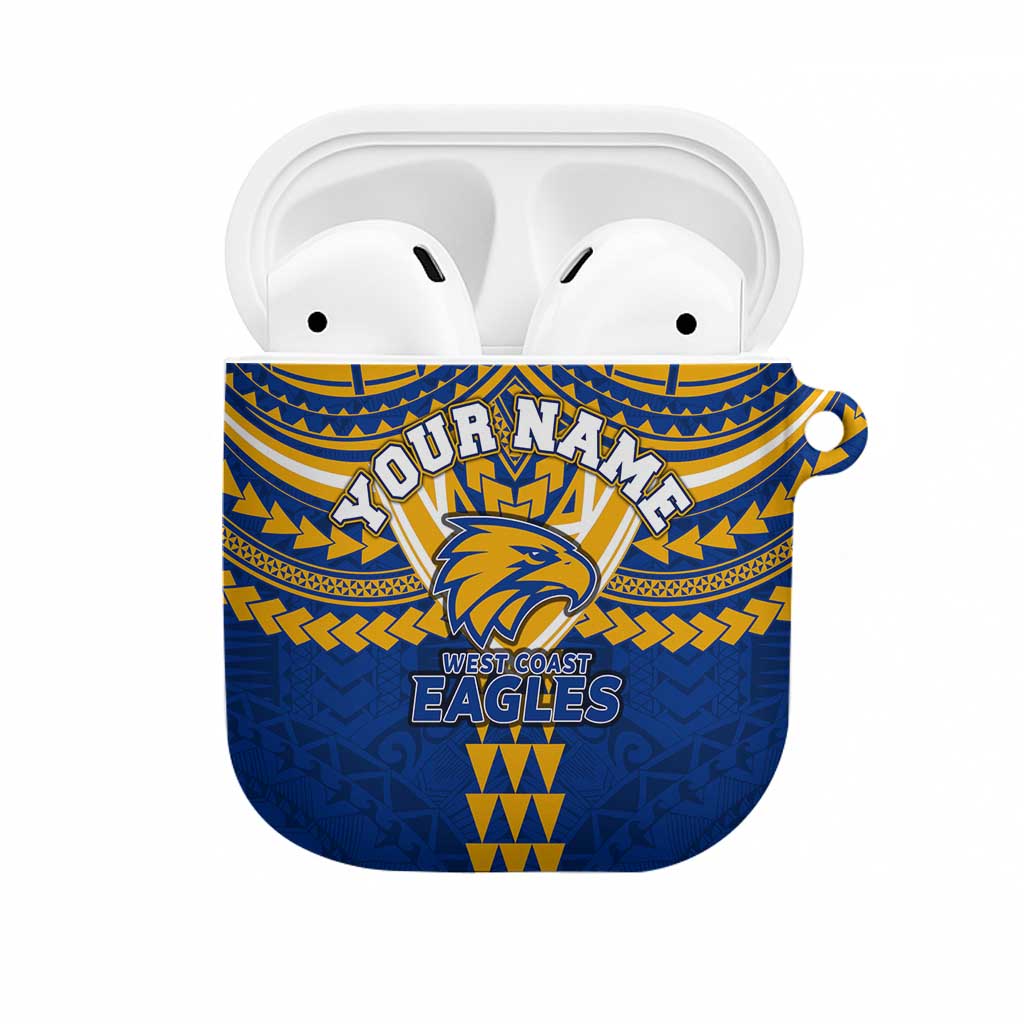 Personalized West Coast Eagles AirPods Case Polynesian Tribal Pattern Heritage Football