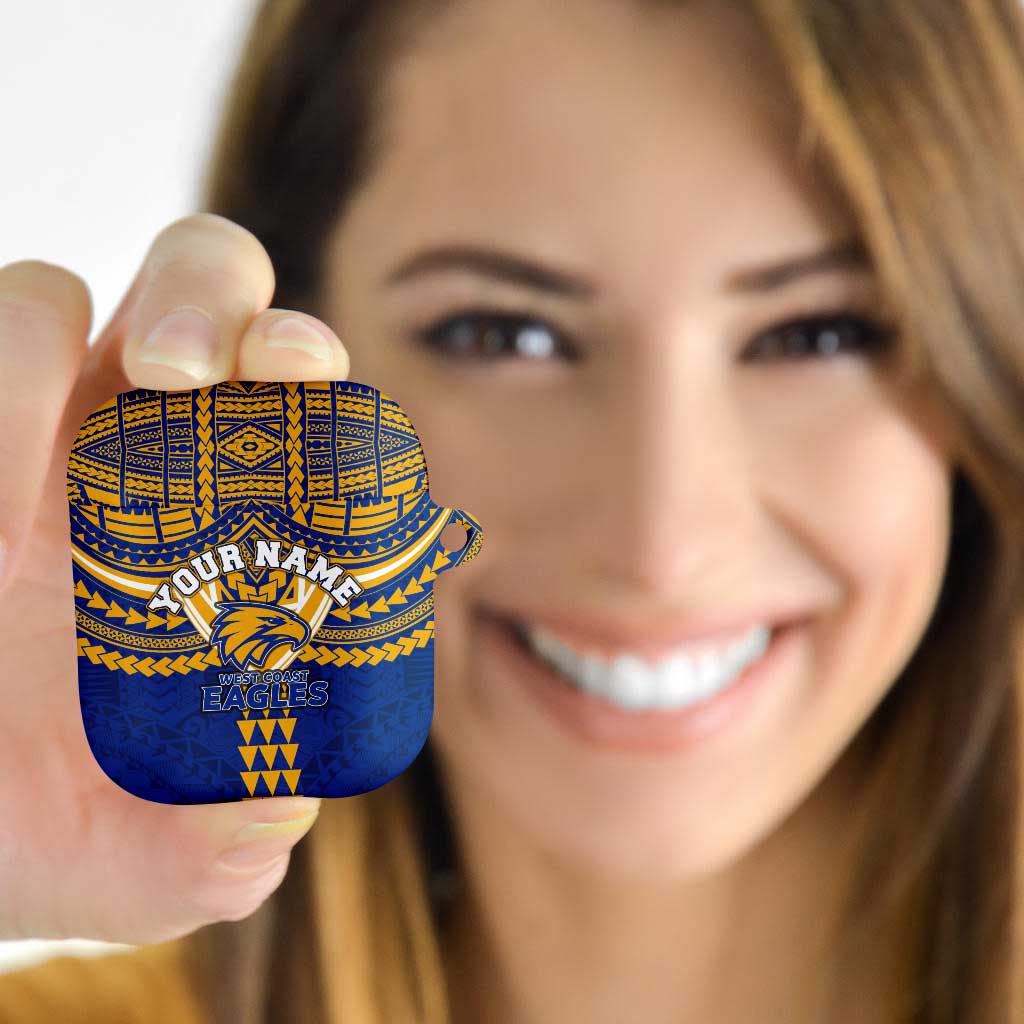 Personalized West Coast Eagles AirPods Case Polynesian Tribal Pattern Heritage Football