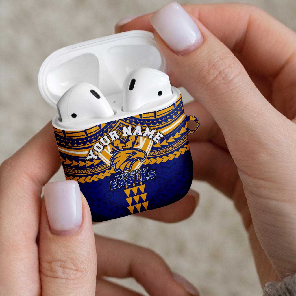Personalized West Coast Eagles AirPods Case Polynesian Tribal Pattern Heritage Football