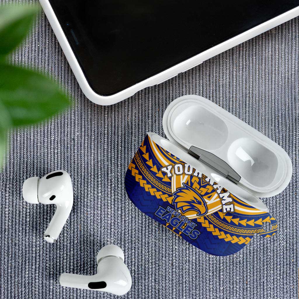 Personalized West Coast Eagles AirPods Case Polynesian Tribal Pattern Heritage Football