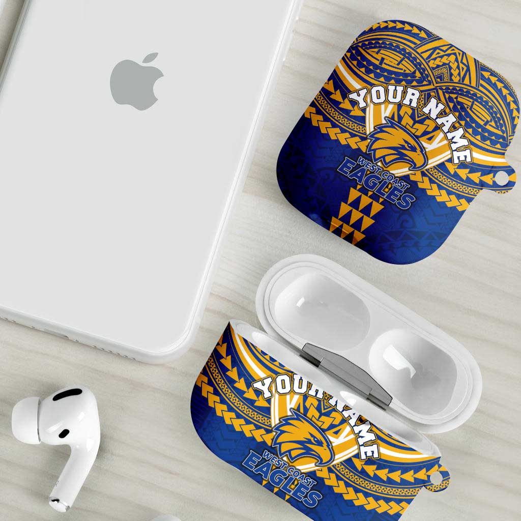 Personalized West Coast Eagles AirPods Case Polynesian Tribal Pattern Heritage Football
