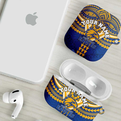 Personalized West Coast Eagles AirPods Case Polynesian Tribal Pattern Heritage Football