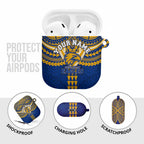 Personalized West Coast Eagles AirPods Case Polynesian Tribal Pattern Heritage Football