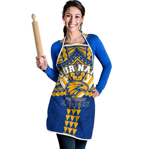 Personalized West Coast Eagles Apron Polynesian Tribal Pattern Heritage Football