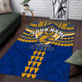 Personalized West Coast Eagles Area Rug Polynesian Tribal Pattern Heritage Football