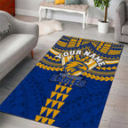 Personalized West Coast Eagles Area Rug Polynesian Tribal Pattern Heritage Football