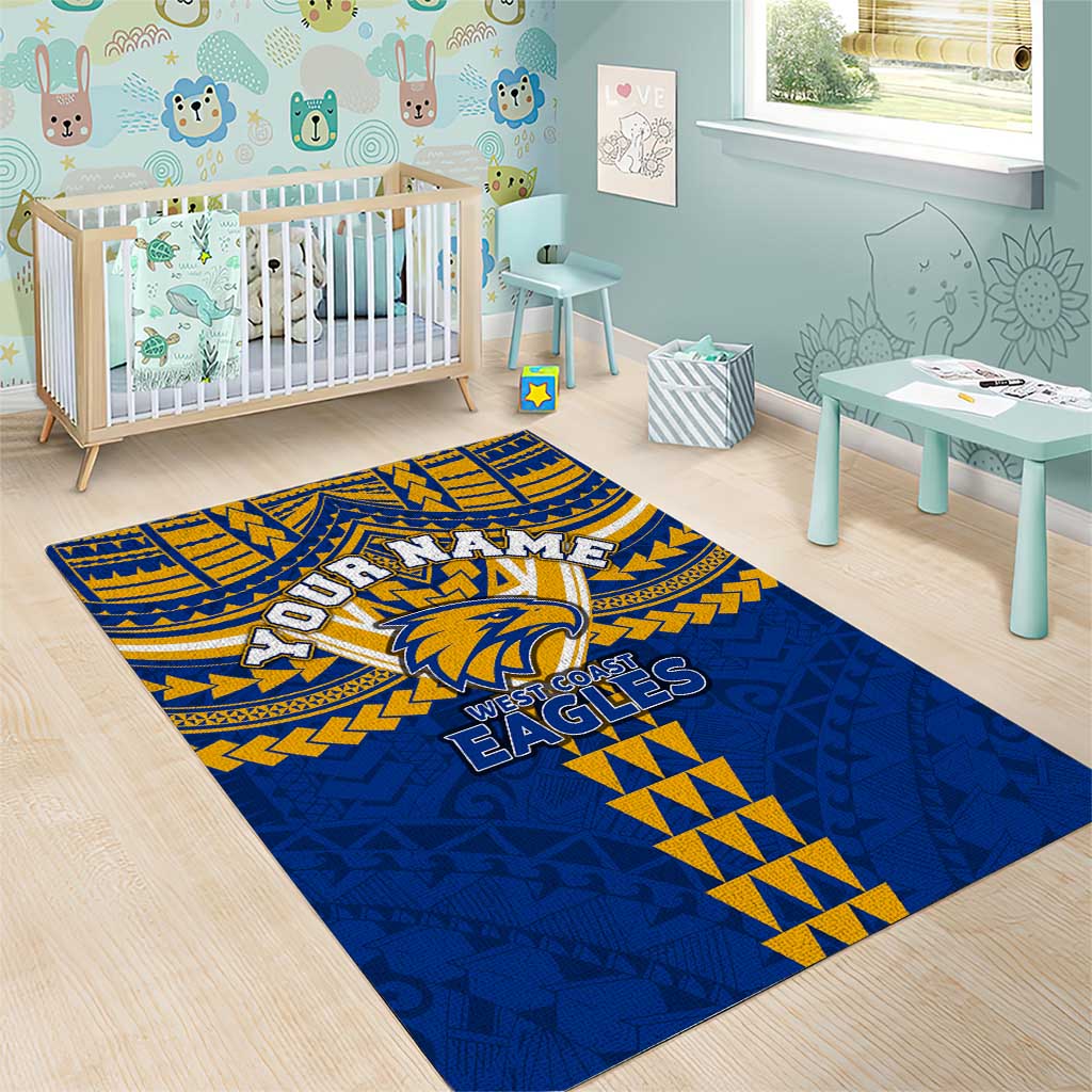 Personalized West Coast Eagles Area Rug Polynesian Tribal Pattern Heritage Football