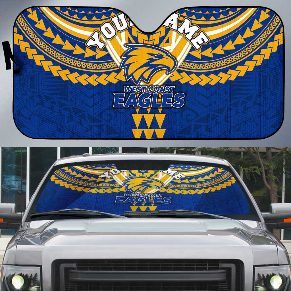 Personalized West Coast Eagles Auto Sun Shade Polynesian Tribal Pattern Heritage Football