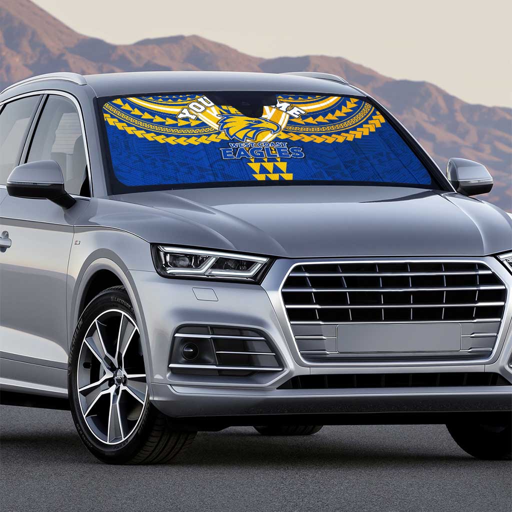 Personalized West Coast Eagles Auto Sun Shade Polynesian Tribal Pattern Heritage Football