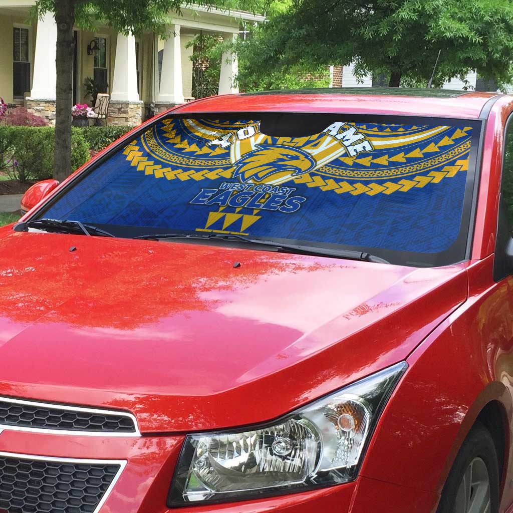 Personalized West Coast Eagles Auto Sun Shade Polynesian Tribal Pattern Heritage Football
