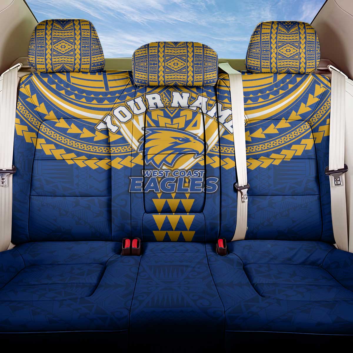 Personalized West Coast Eagles Back Car Seat Cover Polynesian Tribal Pattern Heritage Football