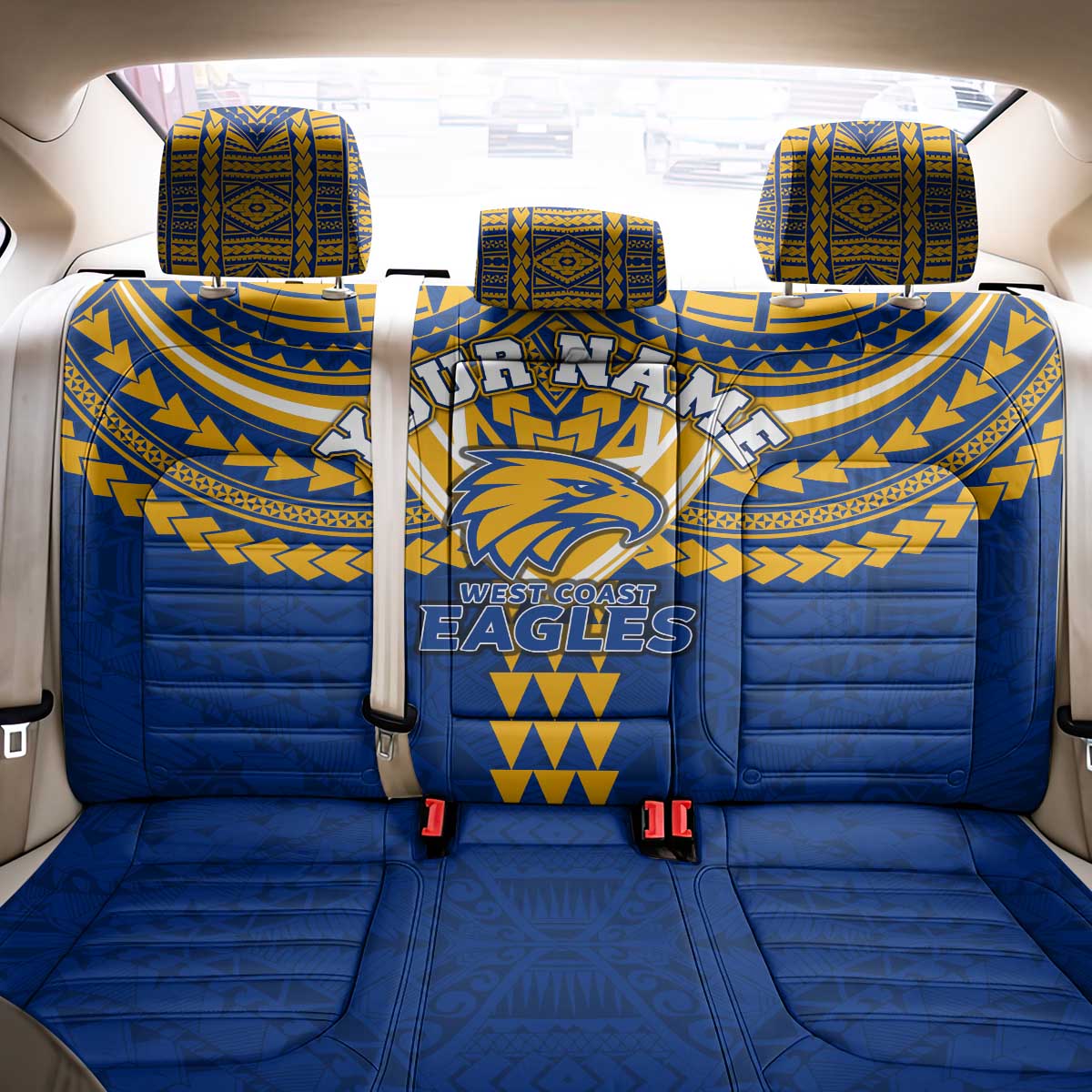 Personalized West Coast Eagles Back Car Seat Cover Polynesian Tribal Pattern Heritage Football