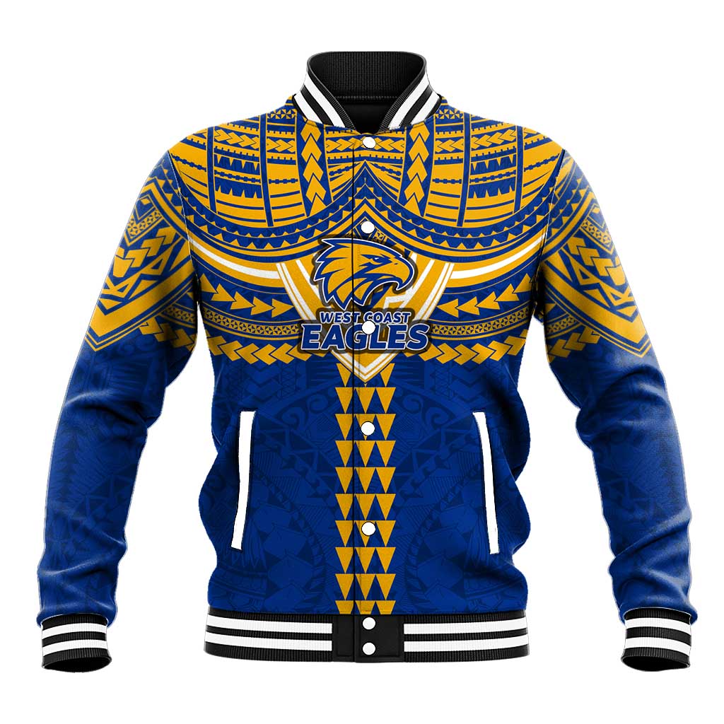 Personalized West Coast Eagles Baseball Jacket Polynesian Tribal Pattern Heritage Football