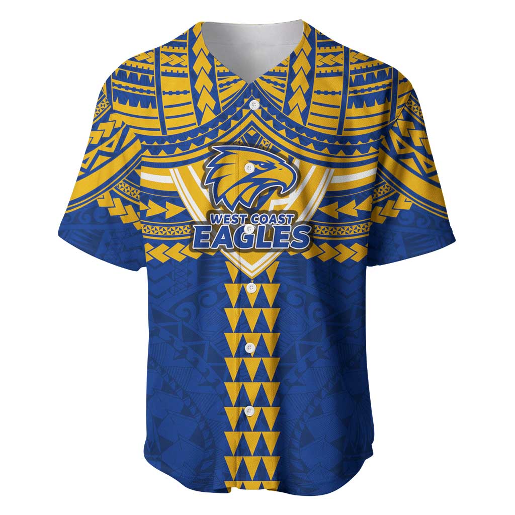 Personalized West Coast Eagles Baseball Jersey Polynesian Tribal Pattern Heritage Football