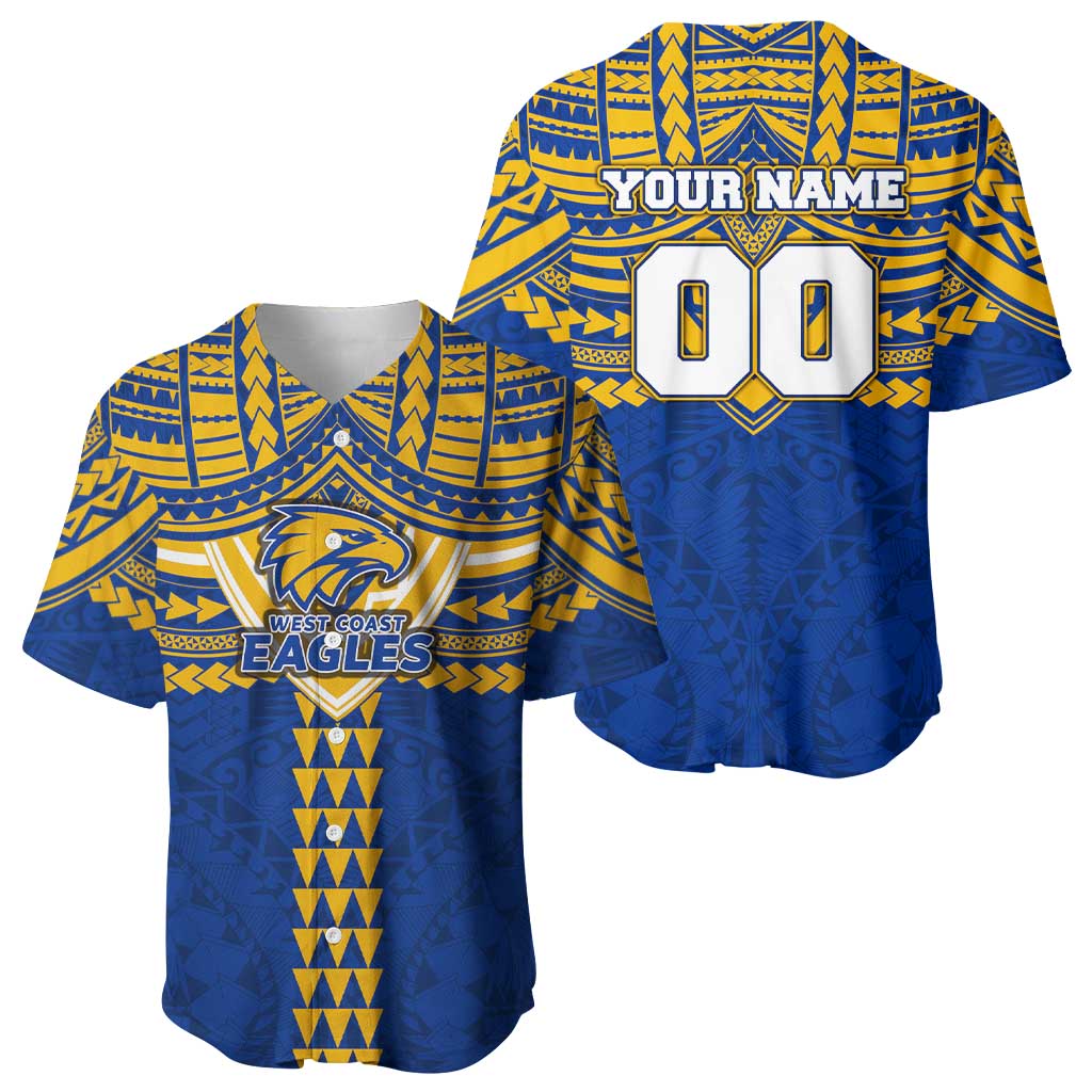Personalized West Coast Eagles Baseball Jersey Polynesian Tribal Pattern Heritage Football