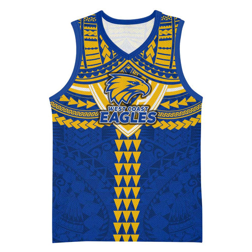 Personalized West Coast Eagles Basketball Jersey Polynesian Tribal Pattern Heritage Football