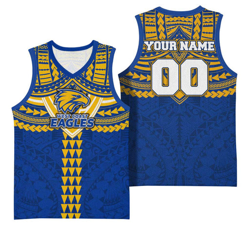 Personalized West Coast Eagles Basketball Jersey Polynesian Tribal Pattern Heritage Football