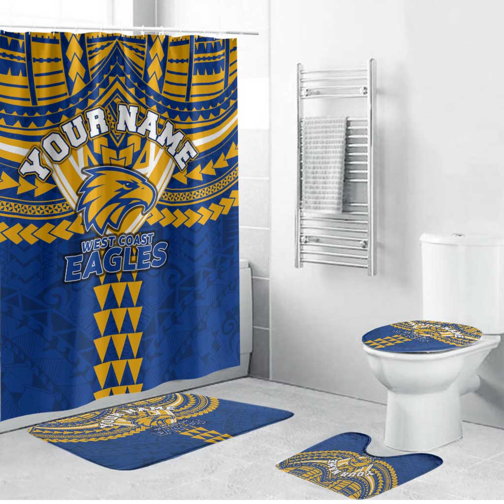 Personalized West Coast Eagles Bathroom Set Polynesian Tribal Pattern Heritage Football