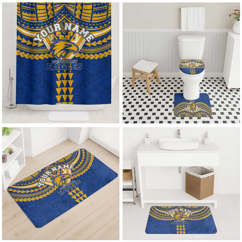 Personalized West Coast Eagles Bathroom Set Polynesian Tribal Pattern Heritage Football