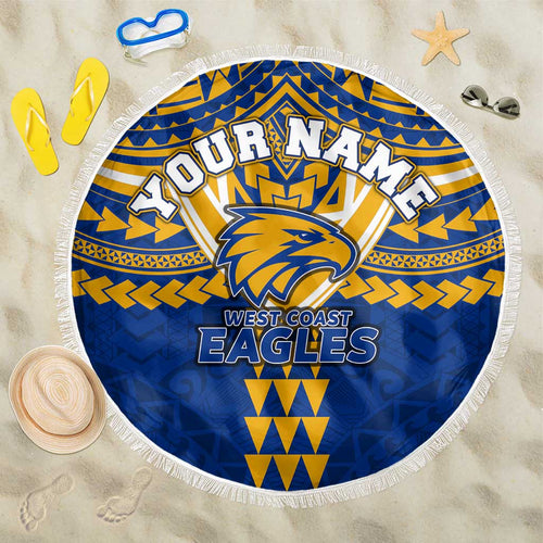 Personalized West Coast Eagles Beach Blanket Polynesian Tribal Pattern Heritage Football