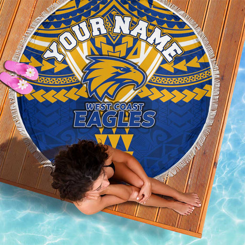 Personalized West Coast Eagles Beach Blanket Polynesian Tribal Pattern Heritage Football