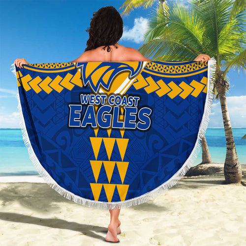 Personalized West Coast Eagles Beach Blanket Polynesian Tribal Pattern Heritage Football