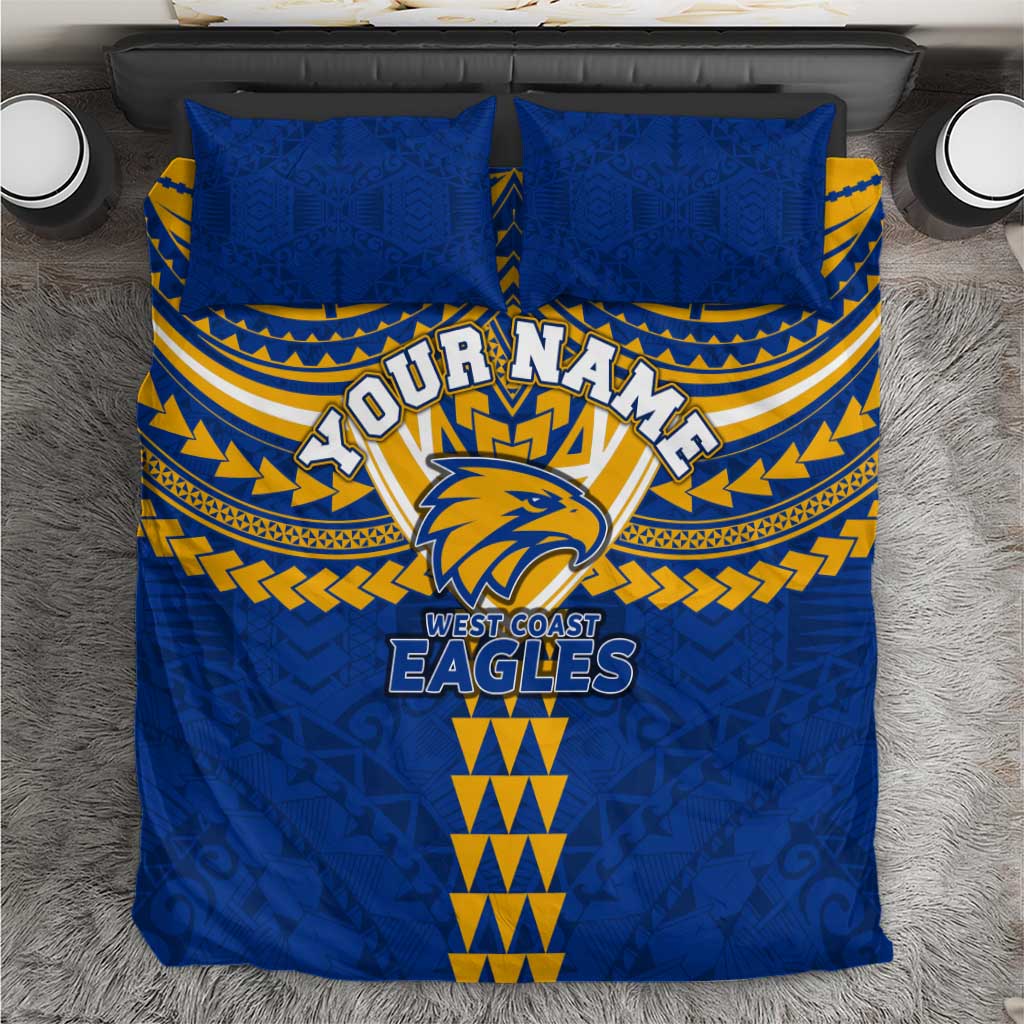 Personalized West Coast Eagles Bedding Set Polynesian Tribal Pattern Heritage Football