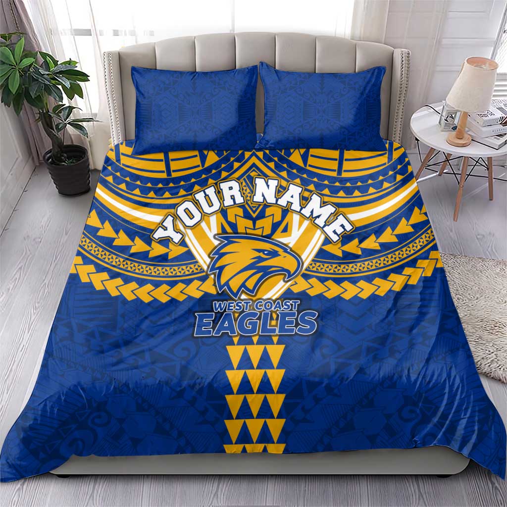 Personalized West Coast Eagles Bedding Set Polynesian Tribal Pattern Heritage Football