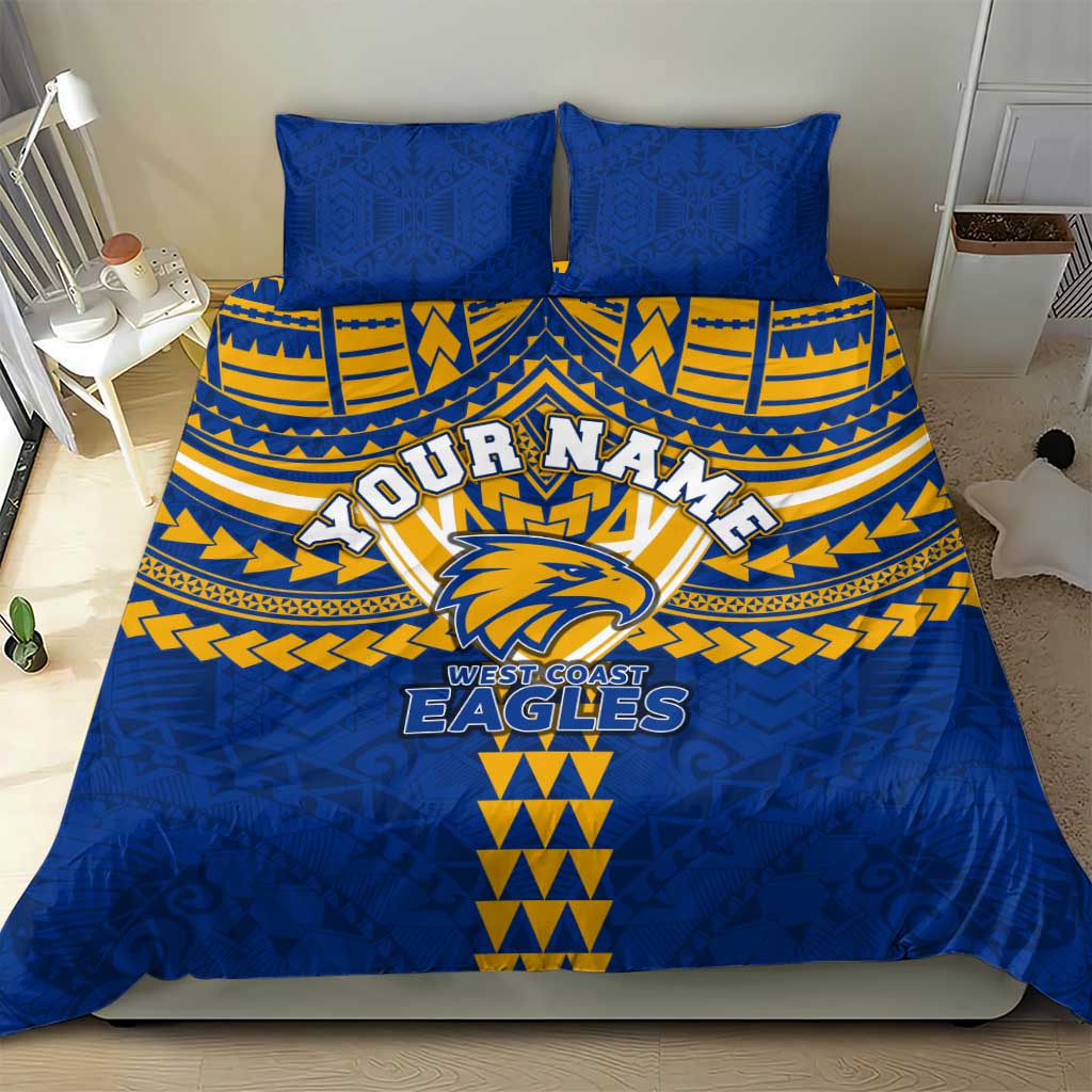 Personalized West Coast Eagles Bedding Set Polynesian Tribal Pattern Heritage Football