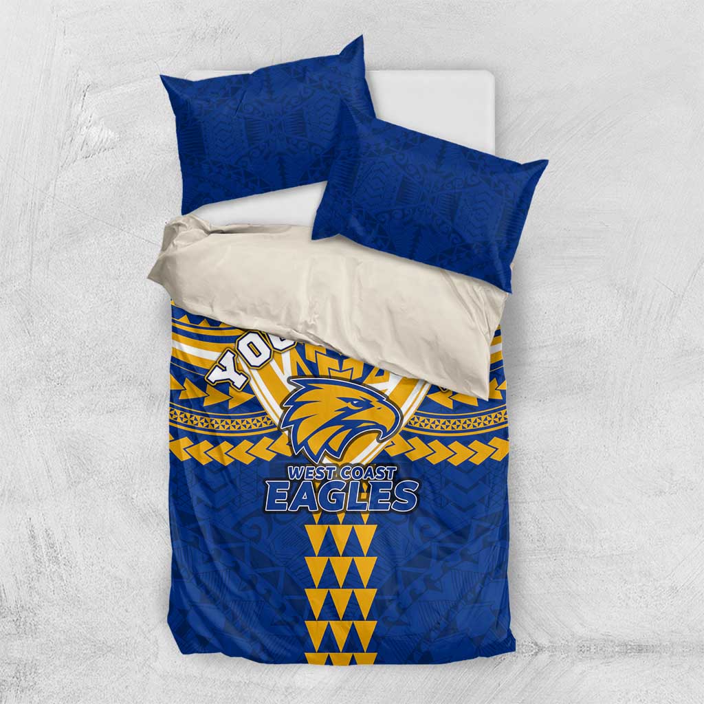 Personalized West Coast Eagles Bedding Set Polynesian Tribal Pattern Heritage Football