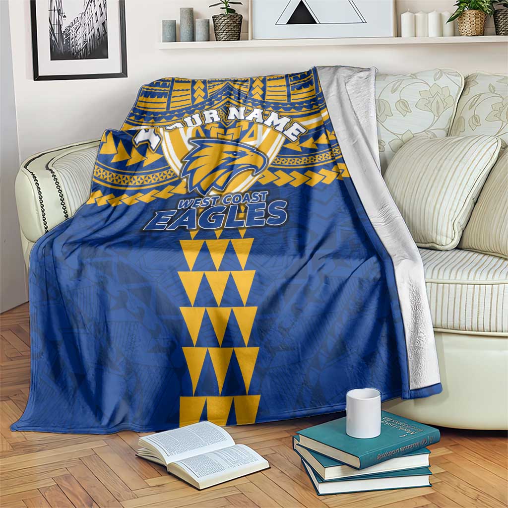 Personalized West Coast Eagles Blanket Polynesian Tribal Pattern Heritage Football