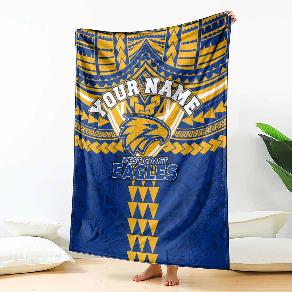 Personalized West Coast Eagles Blanket Polynesian Tribal Pattern Heritage Football