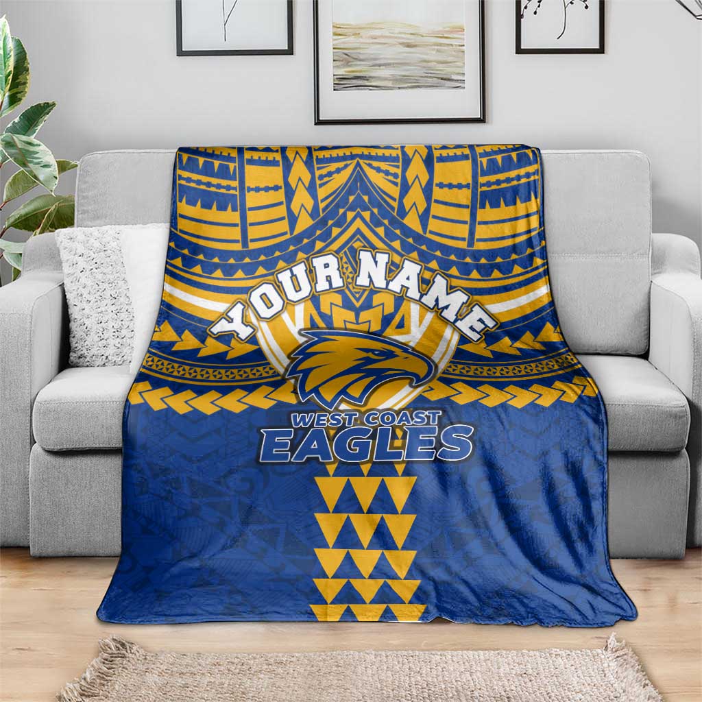 Personalized West Coast Eagles Blanket Polynesian Tribal Pattern Heritage Football