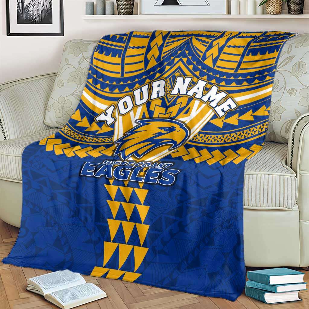 Personalized West Coast Eagles Blanket Polynesian Tribal Pattern Heritage Football