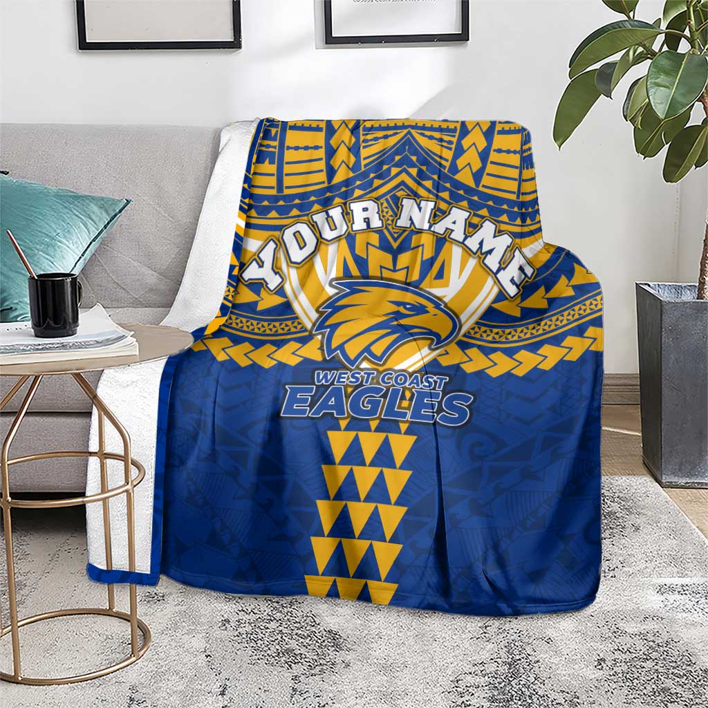 Personalized West Coast Eagles Blanket Polynesian Tribal Pattern Heritage Football