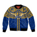 Personalized West Coast Eagles Bomber Jacket Polynesian Tribal Pattern Heritage Football