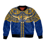 Personalized West Coast Eagles Bomber Jacket Polynesian Tribal Pattern Heritage Football