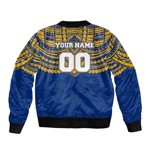 Personalized West Coast Eagles Bomber Jacket Polynesian Tribal Pattern Heritage Football