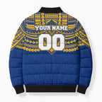 Personalized West Coast Eagles Bomber Puffer Jacket Polynesian Tribal Pattern Heritage Football