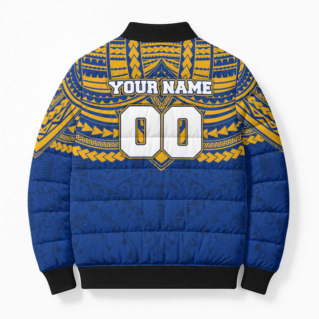 Personalized West Coast Eagles Bomber Puffer Jacket Polynesian Tribal Pattern Heritage Football