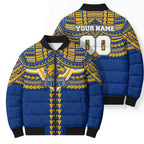 Personalized West Coast Eagles Bomber Puffer Jacket Polynesian Tribal Pattern Heritage Football