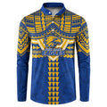 Personalized West Coast Eagles Button Sweatshirt Polynesian Tribal Pattern Heritage Football