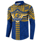 Personalized West Coast Eagles Button Sweatshirt Polynesian Tribal Pattern Heritage Football