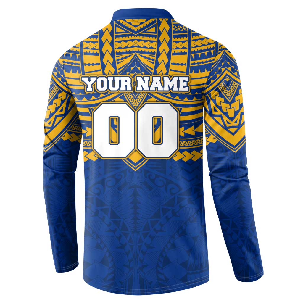 Personalized West Coast Eagles Button Sweatshirt Polynesian Tribal Pattern Heritage Football